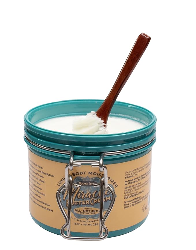 Miracle Butter Cream - 16 oz. Skin/Hair Moisturizer, Quick Absorbing, Raw Vegan, Cold Pressed, Comes in 16 Scents, For Dry Skin and Eczema, Anti-Aging Formula