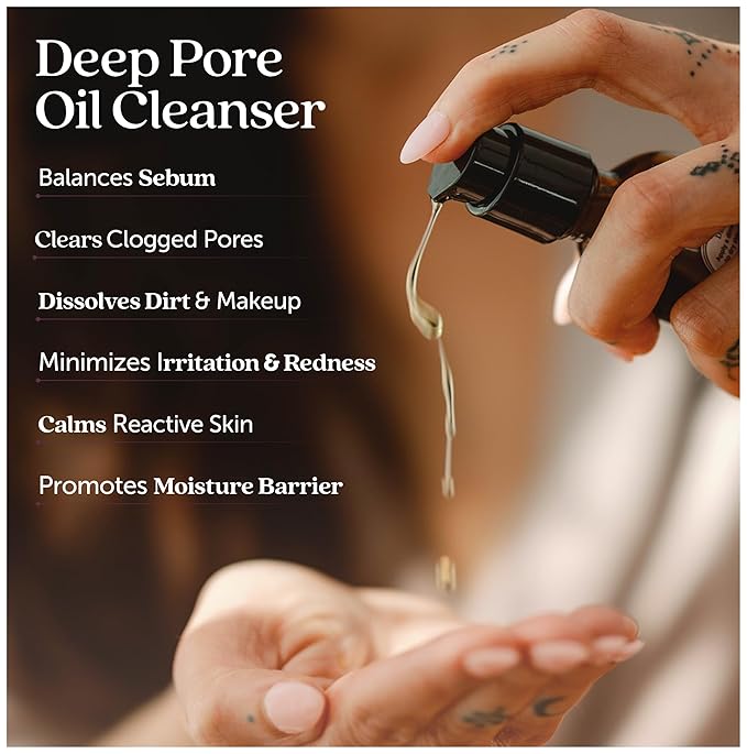 Cosmette Dreamy, Deep Pore Cleansing Oil for Sensitive Skin, Vegan Makeup Blackhead Remover & Face Cleanser - Gentle, Hydrating, Natural Skincare, 1.7 FL Oz