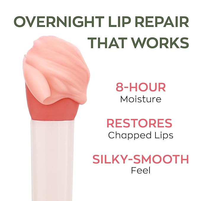 Elizabeth Mott Lip Sleeping Mask – Overnight Treatment with Peptides to Repair, Hydrate & Restore Dry, Chapped, Cracked, Peeling Lips – Moisturizing Collagen Balm to Soften, Smooth, Plump 0.71 oz