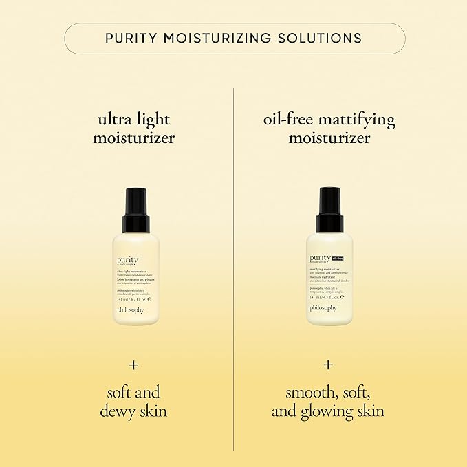 philosophy purity made simple pore ultra-light face moisturizer - with vitamins C & E, green tea, meadowfoam & chia seed oil - nourishing formula delivers 24-hour hydration - 4.7 fl oz