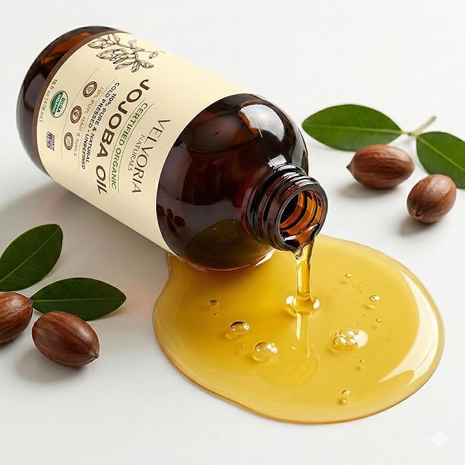 Organic Jojoba Oil - 100% Pure, Cold Pressed, Unrefined Non-GMO for Skin, Hair & Nails 16oz - Glass bottle with pump