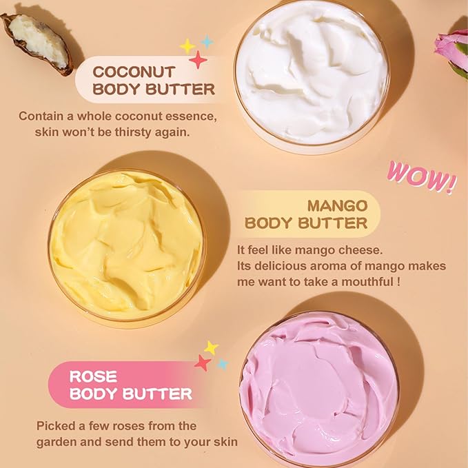 Coconut body butter - 7OZ Organic Shea Butter body butter for Dry Skin, Hydrating Winter Moisturizer for WomenDeeply Moisturizes&Smooth Skin, Christmas Stocking Stuffers Gifts (7 OZ, Coconut)