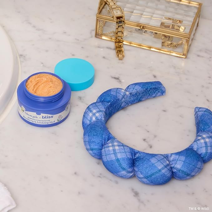 Bliss Gilmore Girls x Pumpkin Powerhouse Resurfacing & Exfoliating Pumpkin and AHA Facial Mask with Plaid Spa Headband