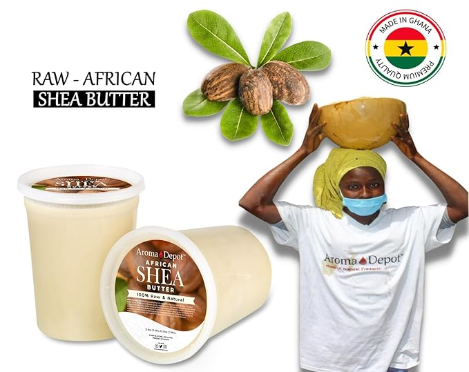 Raw African Shea Butter 5lbs Block Ivory/White Grade A1 00% Pure Natural Unrefined Fresh Moisturizing, Ideal for Dry and Cracked Skin. Can be use in Body, Hair and Face. (White/Ivory)