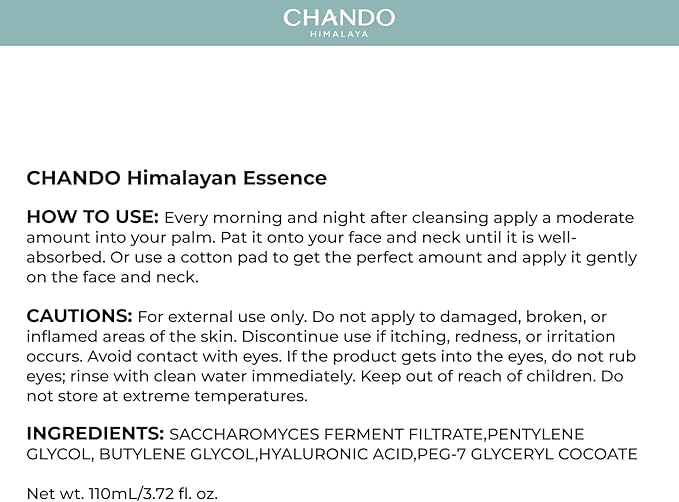 CHANDO Himalaya Himalayan Essence (110ml/3.72oz) - Skin Collagen Recovery Hydrating Facial Essence Toner, Skin Renewal Boosting for Radiant Complexion