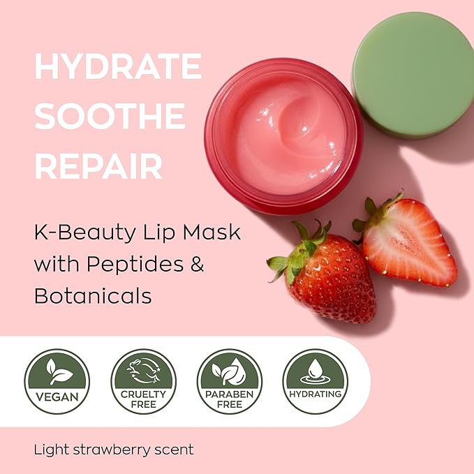 Elizabeth Mott Lip Sleeping Mask – Overnight Treatment with Peptides to Repair, Hydrate & Restore Dry, Chapped, Cracked, Peeling Lips – Moisturizing Collagen Balm to Soften, Smooth, Plump 0.71 oz