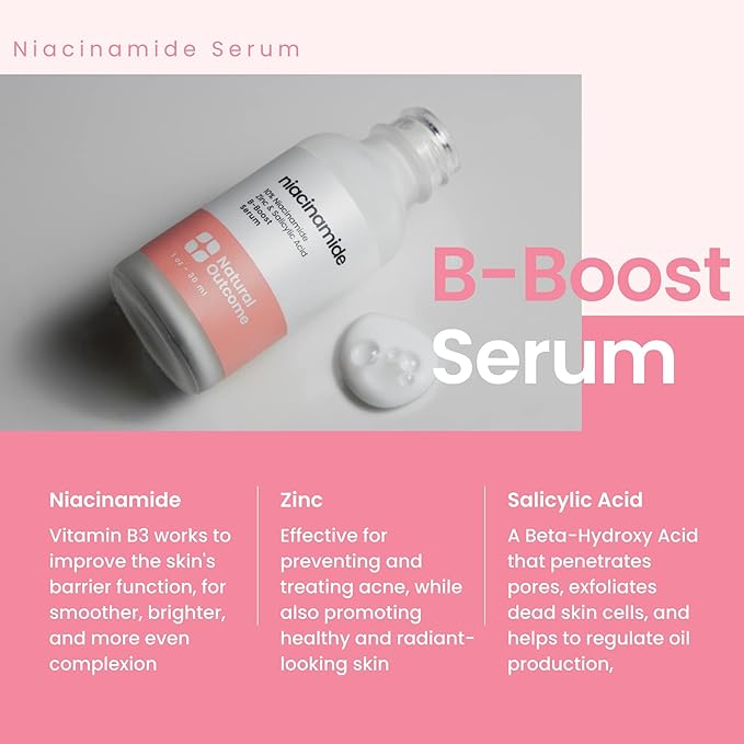 Natural Outcome Hydrating Hyaluronic Acid Serum and 10% Niacinamide Face Serum - Lightweight Anti Aging Facial Serum Set 1 oz Each, Vegan, Cruelty Free & Fragrance Free