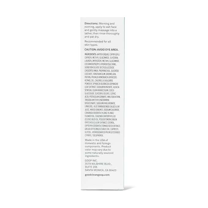 good.clean.goop beauty The Daily Juice Cleanser | Foaming Facial Cleanser to Hydrate & Cleanse Skin | Fruit Enzyme, Chlorella Extract & Spinach Leaf Extract | Face Wash to Detoxify Skin | 4.2 Fl oz