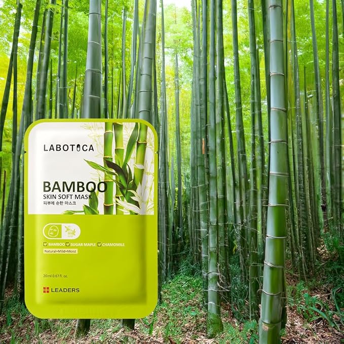 LABOTICA Bamboo Skin Soft Mask - Hydrating Face Mask for Even Skin Tone, Sensitive Skin, and Anti-Aging Korean Skincare (10 Sheets)