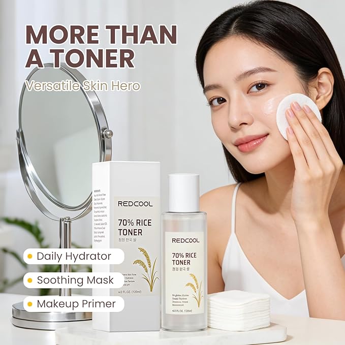 Rice Toner & Serum for Face, 70% Rice Water Skin Care Toner, Lightweight Face Toner for Women, Hydrating Facial Toner for Daily Layering, 120ml / 4.0 fl oz