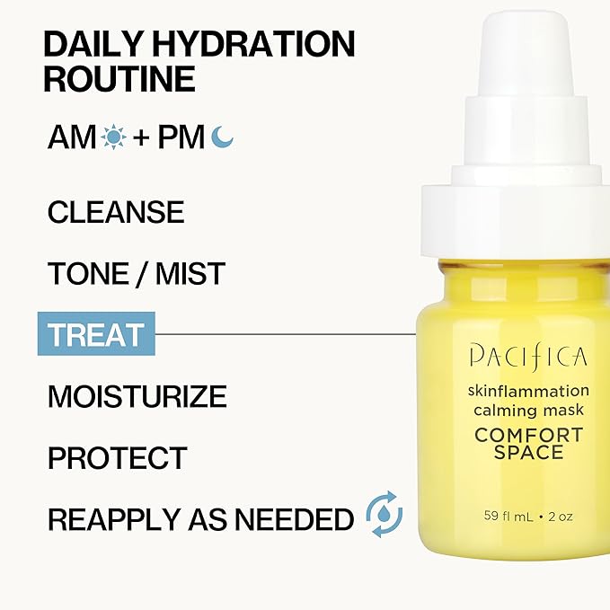 Pacifica Comfort Space Calming Face Mask for Sensitive Skin, Redness Relief Hydrating Facial Mask with Azelaic Acid & Turmeric, Soothes Irritation & Dryness, Vegan Skincare, 2 Fl Oz