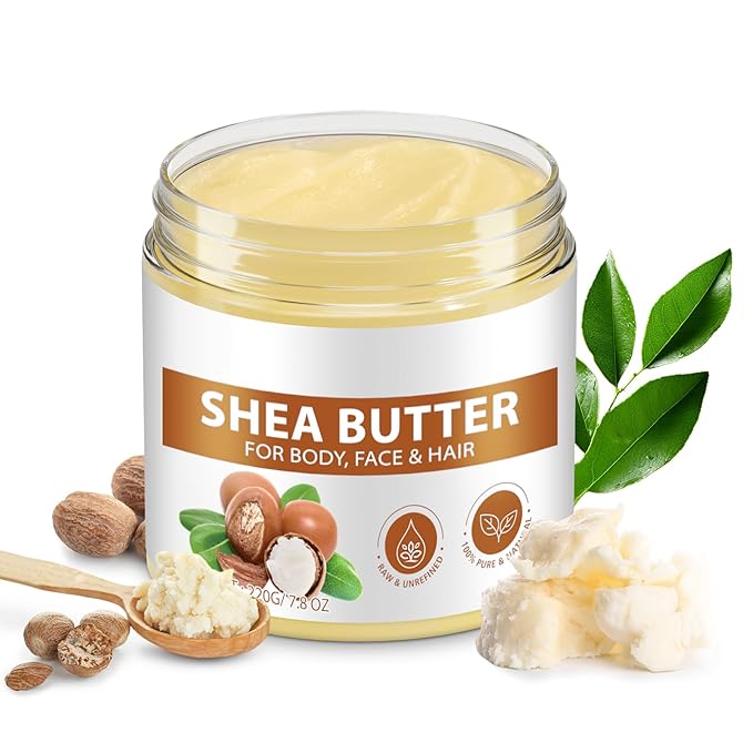 Shea Butter Raw Organic, 100% Pure & Natural Shea Butter Balm, Enriched with vitamins A, E & F, Deep Hydration for Body, Face & Hair - 7.8 oz