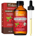 Yoken Rosehip Seed Oil for Face, 100% Pure and Natural Cold Pressed Unrefined Organic Rosehip Carrier Oil for Skin, Hair, Body & Nails - Lightweight, Fast-Absorbing (4 fl oz)