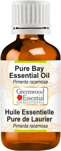 Greenwood Essential Bay Essential Oil (Pimenta racemosa) Pure | Non-Sticky | Non-Greasy | Lightweight | Men & Women | All Skin Types | Steam Distilled 5ml (0.16 oz)
