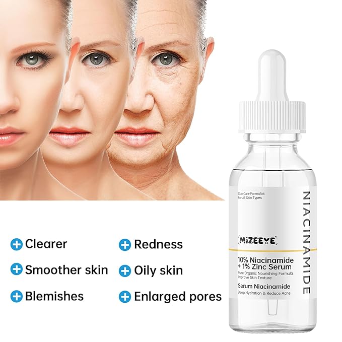 Niacinamide 10% + Zinc 1% Face Serum for Women, 2 PCS Refreshing Niacinamide Facial Serum For Acne.