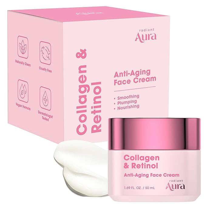 Collagen & Retinol Face Cream – Dermatologist Tested, Anti Aging, Korean Skin Care – Firming, Anti Wrinkle, Hydrating Moisturizer, Pore Care – Vegan, Clean Beauty – 1.69 Fl Oz