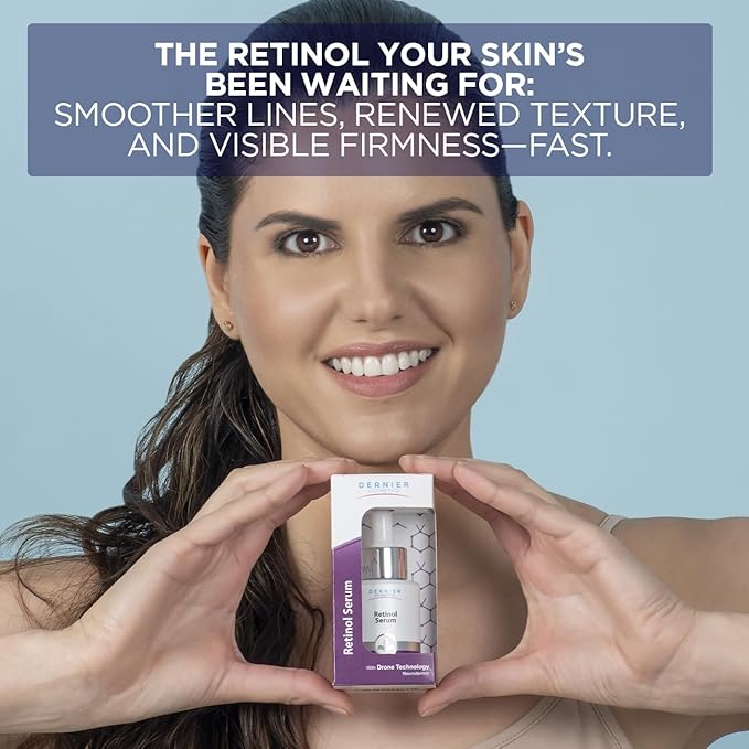 Dernier Retinol 1% Serum for Face - Anti-Aging Skin Care Serum with Hyaluronic Acid 0.5% - Reduces Wrinkles Fine Lines & Signs of Aging Night Moisturizer Ideal for Sensible Skin (1 fl oz)
