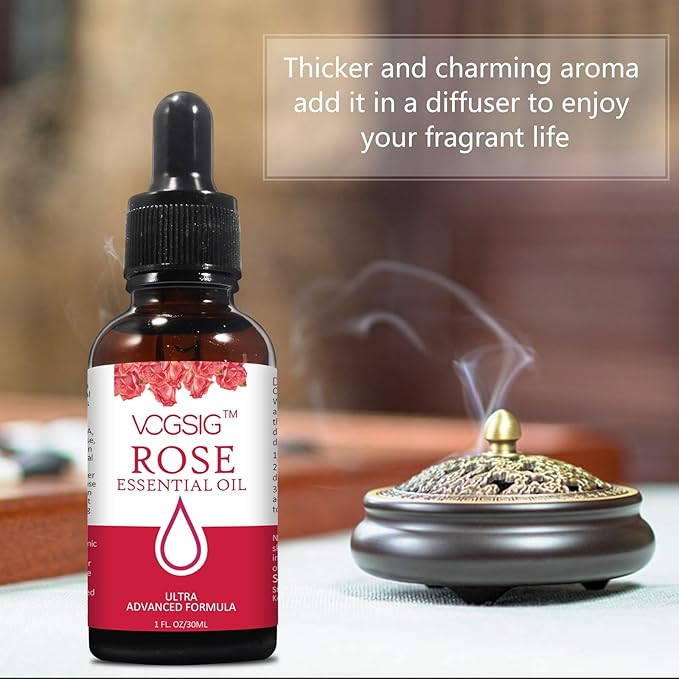 Rose Essential Oil 30ml - Aromatherapy, Skin Moisturizing, Anti-Aging, Reduce Pigmentation, Quickly Absorbed