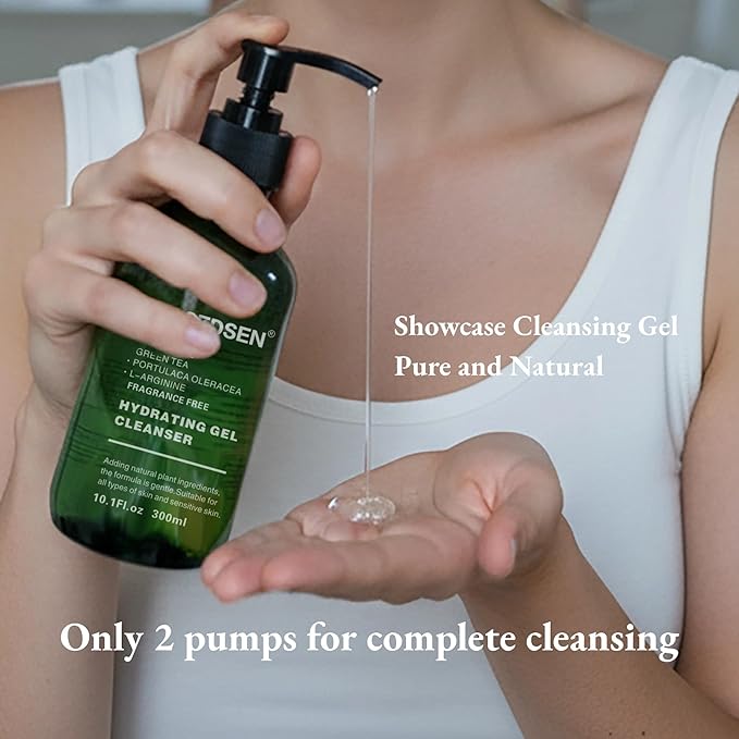 Hydrating Gel Facial Cleanser, 10.1 oz & 3.4 oz Travel Size, Fragrance Free, For Normal to Dry & Sensitive Skin (2, 13.5Fl oz)