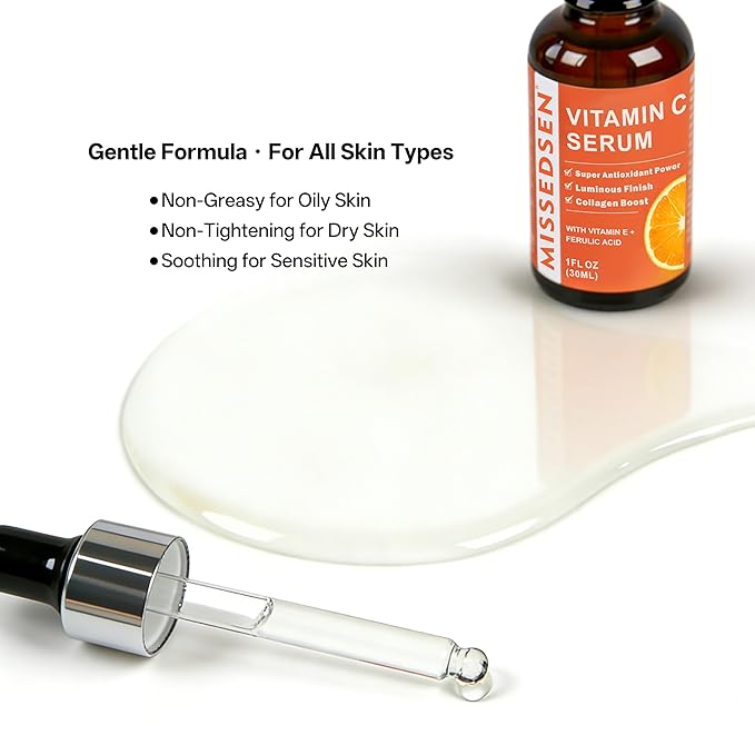 Vitamin C Serum for Face with Vitamin E & Ferulic Acid, Smoothes Wrinkles,Improves Elasticity,Firms Skin 1 Oz for Face Care, Daily Use