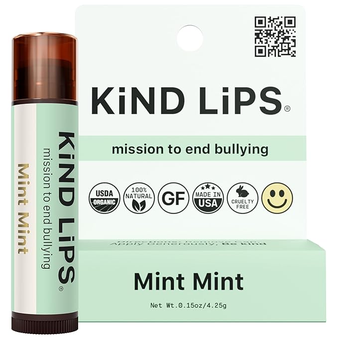 Kind Lips Extra Mint Organic Lip Balm (Single Tube) – Cooling Mint Lip Balm – Natural Beeswax Lip Care for Dry, Cracked Lips – Moisturizing, Non-Toxic, USDA Organic