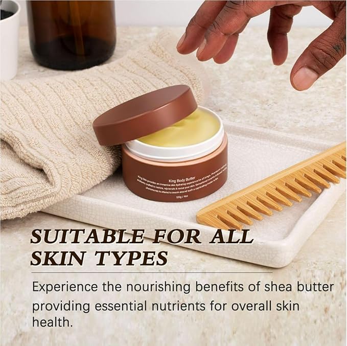 Men's Skin - Nourishing Body Butter with Warm Scent, Organic Jojoba Oil, Shea & Mango Butter - All Skin Types