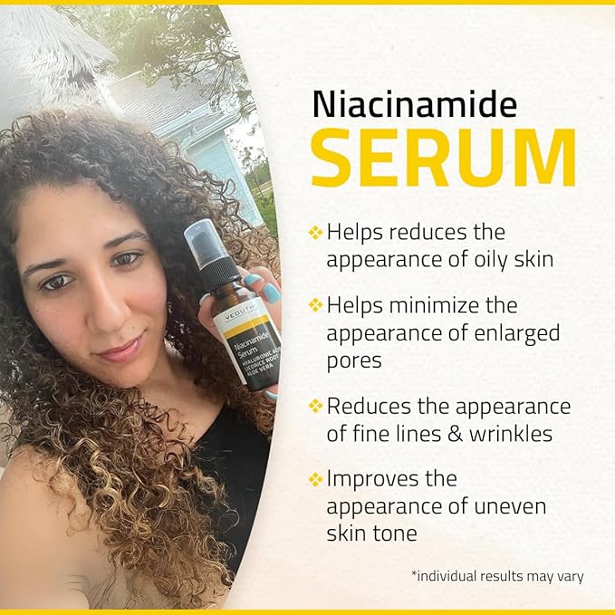 YEOUTH Niacinamide Serum for Face 10% with Hyaluronic Acid and Aloe Vera, Hydrating B3 Skin Care Face Serum for Women and Men, Hydrating Skincare Enhances the Look of Even-Toned Skin 1oz