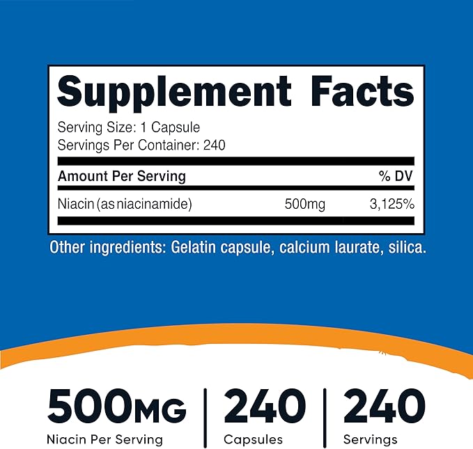 Nutricost Niacinamide (Vitamin B3) 500mg, 240 Capsules - Non-GMO, Gluten Free, Flush Free Vitamin B3