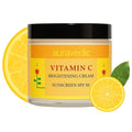 Auravedic Vitamin C Face Cream with SPF 50 for Glowing Skin | Reduces Sun Damage & Revives Dull Skin | Organic Hydration | Argan & Avocado Oil Infused Sunscreen Moisturizer | 3.53 Oz (100g)