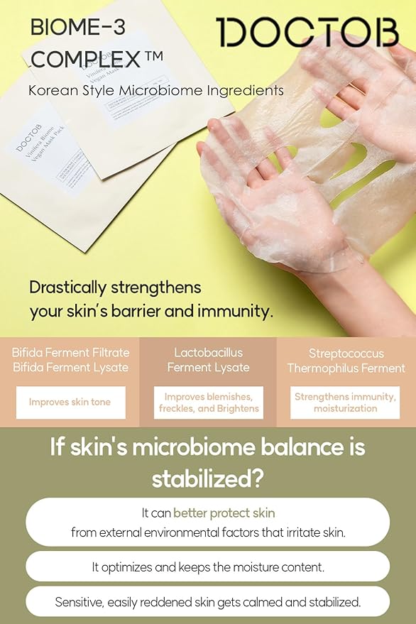 DOCTOB Vinifera Biome Vegan Mask Pack - 1 bottle ampoule in 1 Sheet/Revitalize & Nourish Your Skin with a 100% Vegan Formula (10-Pack)