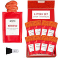 Glorio RENEW: 8 Collagen Boosting Clay Face Mask Treatments - Rare Red Clay - 8 Week Beauty Gift Set - Reduce Lines & Wrinkles - Retinol, Hyaluronic Acid, Facial Skin Care, Self Care, Skincare Women
