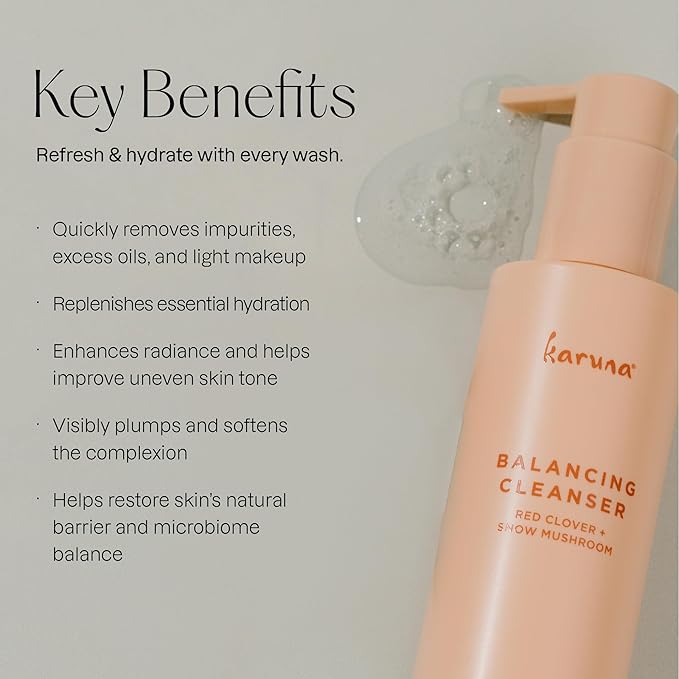 Karuna Balancing Facial Gel Cleanser | Gentle, Non-Stripping Daily Face Wash for All Skin Types | With Niacinamide, Hyaluronic Acid, and Snow Mushroom for Lightweight Hydration |150 ml