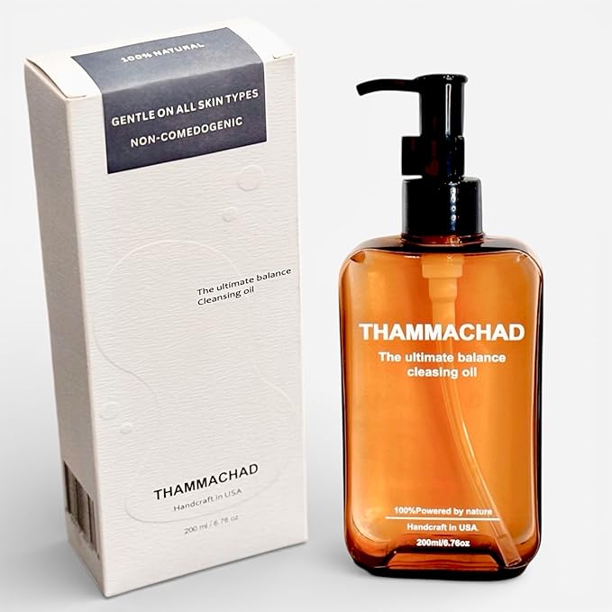 Thammachad Oil Cleanser Makeup Remover for Sensitive Skin Nourishing Cleansing Oil with Moringa & Camellia – 100% Natural First-Step Face Cleanser, 200ml Handcrafted in Small Batch in the USA
