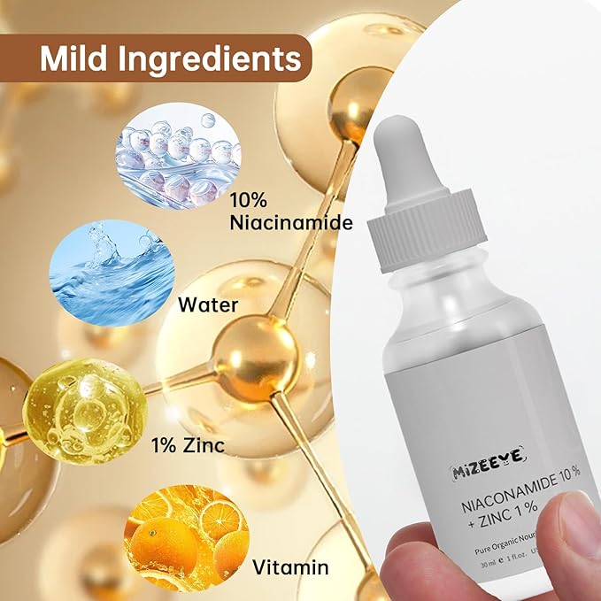 Niacinamide 10% + Zinc 1% Serum for Face, 30ML/1 Fl Oz Anti-aging Niacinamide Zinc Serum for Women, Facial Serum For Acne, Pores, Fine Lines.