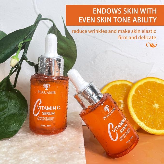 Peauamie Vitamin C Serum for Face Anti Aging with 2% Hyaluronic Acid and 1% Retinol Ferulic Acid,Moisturizer for Fine Lines and Wrinkles 1 fl oz