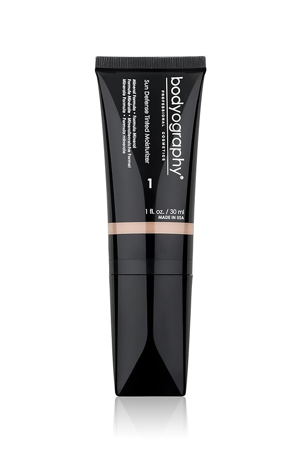 Bodyography Sun Defense Tinted Moisturizer, 1.5 oz | Lightweight SPF Tint with Hyaluronic Acid & Mineral Pigments | Hydrating, Vegan Sheer Coverage for All Skin Types, Light