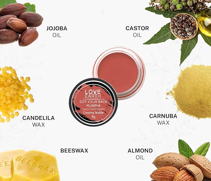 Love Earth Lip Tint & Cheek Tint Multipot-Got Your Back With Richness Of Essential Oils And Vitamin E For Lips, Eyelids & Cheeks