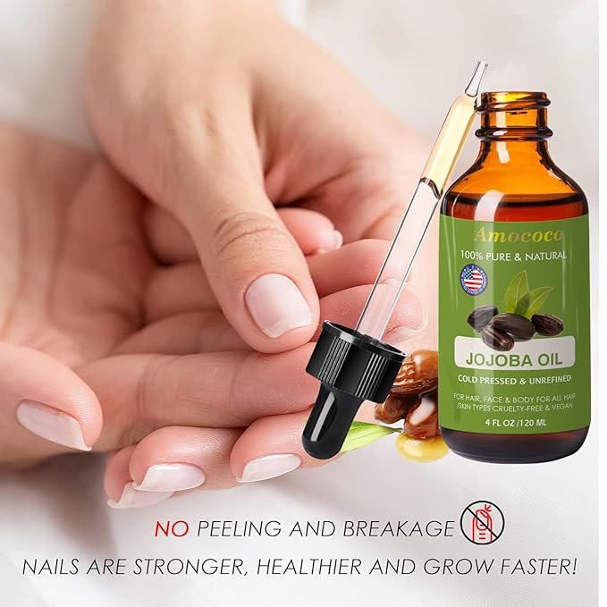 Natural Jojoba Oil for Hair&Skin, Cold Pressed, Unrefined Deeply Moisturizing Body Carrier Oils for Essential Oils Mixing, 4fl oz