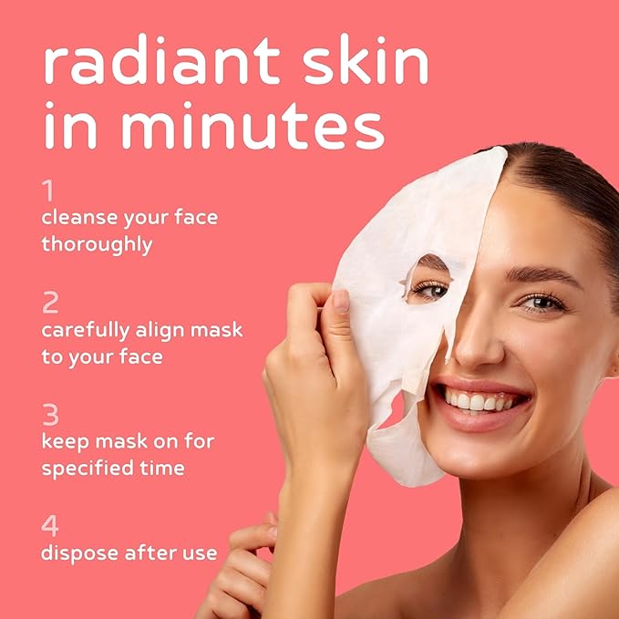 PB & JAY Purenature Facial Mask – Premium Quality Korean Sheet Mask for Dry Skin – Korean Collagen Essence Hydrating Facemask Sheet (Pomegranate)