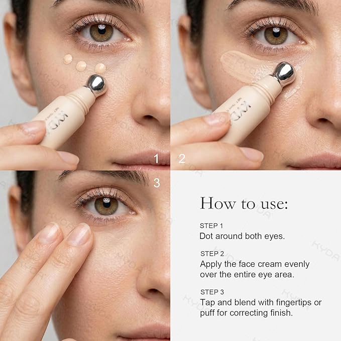 KYDA Mineral Eye Cream, Tined Eye Cream Color Corrector, 3-in-1 Anti-Aging Eye Cream for Dark Circle and Fine Lines, SPF 35, Fair