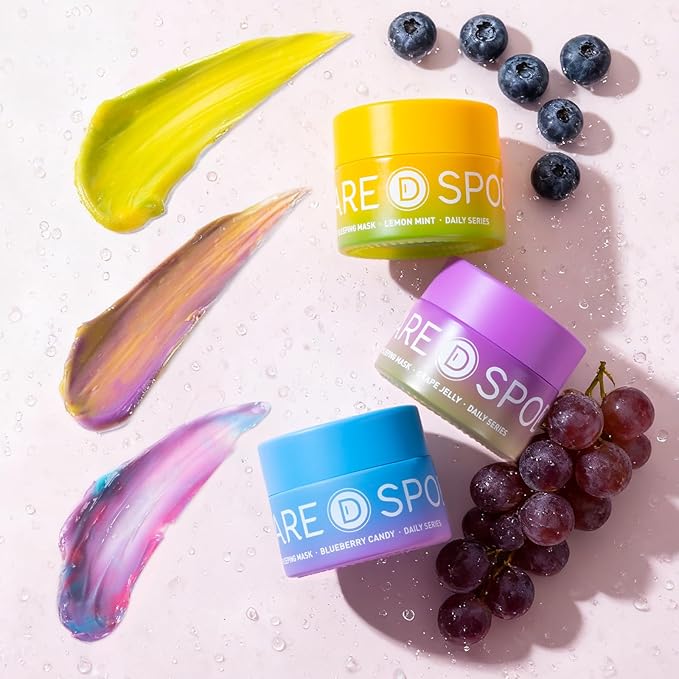 SPODARE Lip Mask, Hydrating Overnight Lip Sleeping Mask, Lip Moisturizer for Dry Cracked Lips Care, Dual-Color Lips Balm for Nourishing and Softening Lips, Minimizes Fine Lines - Lemon Mint