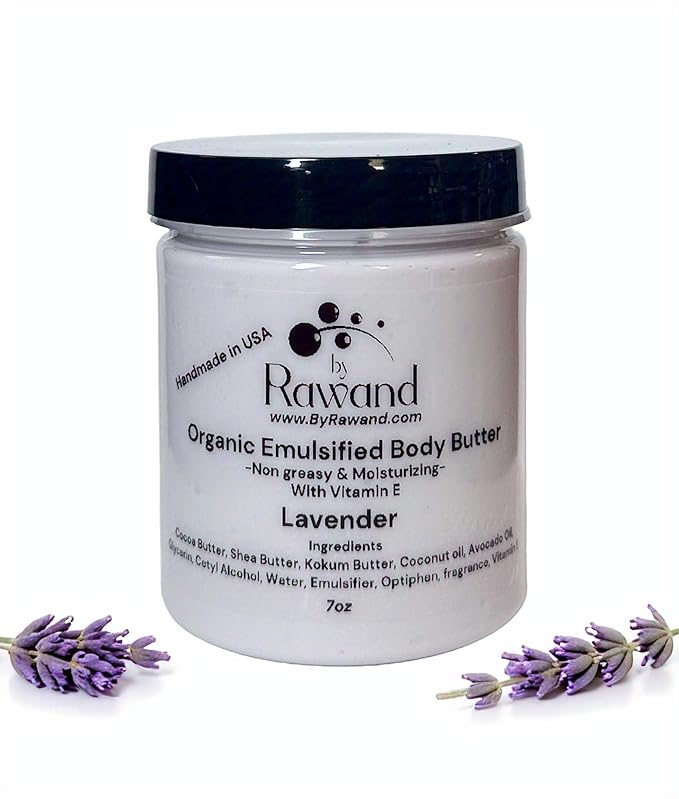 Handmade Luxurious Emulsified Body butter with Shea, Kokum & Cocoa butter based with natural oils - non greasy, moisturizing, Rich (Lavender)