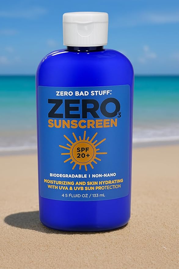 ZERO SPF 20 Natural Sunscreen, UVA/UVB Sunblock for Sport and Everyday Use, Coral Reef Friendly Sun Lotion, Made with 100% Natural Ingredients - Coconut Oil, Shea Butter, Zinc Oxide, Beeswax, 4.5oz