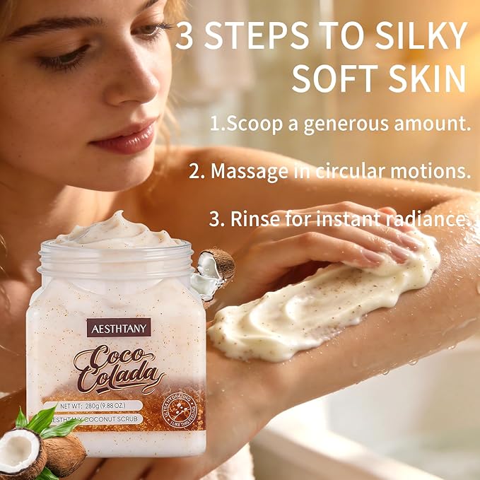 Coconut Body Scrub & Body Scrub Moisturizing and Exfoliating Body, Face, Hand, Foot Scrub,Deep Cleansing 350ml (280g, coconut)