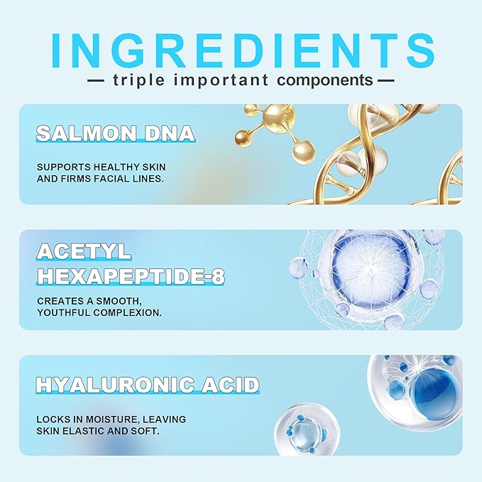 PDRN Serum with Salmon DNA, Hyaluronic Acid & Peptides, Anti-Aging Face Treatment for Firming, Plumping & Refining Skin Texture, Korean Recipe Skincare, 30ml