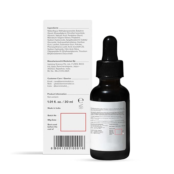 Minimalist Salicylic Acid 2% Serum For Acne, Blackhead & Open Pores | Reduces Excess Oil & Bumpy Texture | BHA Liquid Exfoliant for Acne Prone & Oily Skin | For Women & Men | 1 Fl Oz/30ml