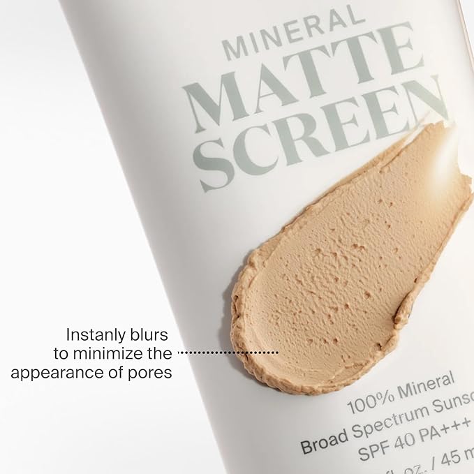 Supergoop! Mineral Mattescreen (SPF 40) - 45 mL - Mineral, Oil-Free Broad Spectrum Sunscreen - Smooths Skin’s Appearance, Minimizes Pores & Controls Shine - Water & Sweat Resistant