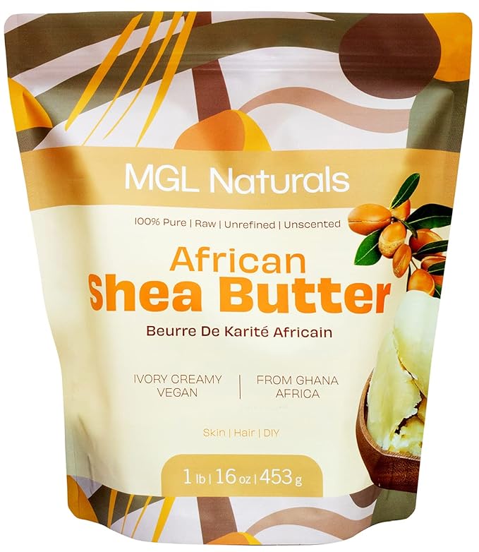 MGL Naturals Raw African Shea Butter Ivory 16oz, 100% Pure, and Unrefined. Nourish and moisturize hair and skin. Use alone or DIY recipes. From Ghana, West Africa. (16 Ounce (Pack of 1))