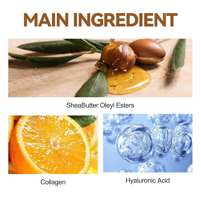 Grospe Shea Body Butter for Dry, Extremely Dry, Sensitive Skin,Body Cream with Marine Collagen, Shea Butter & Argan Oil for Women & Men