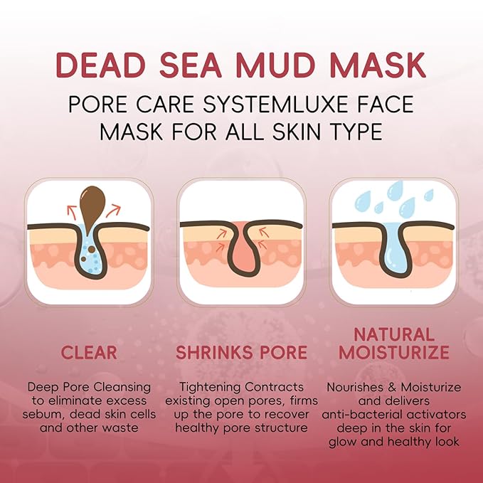 Clay Mud Face Mask for Women,Pomegranate Dead Sea Mud Facial Mask Skincare,Deeping Cleansing,Oil Control,Hydrating Face Cleaning Clay Masks for All Skin Types (4.2OZ)